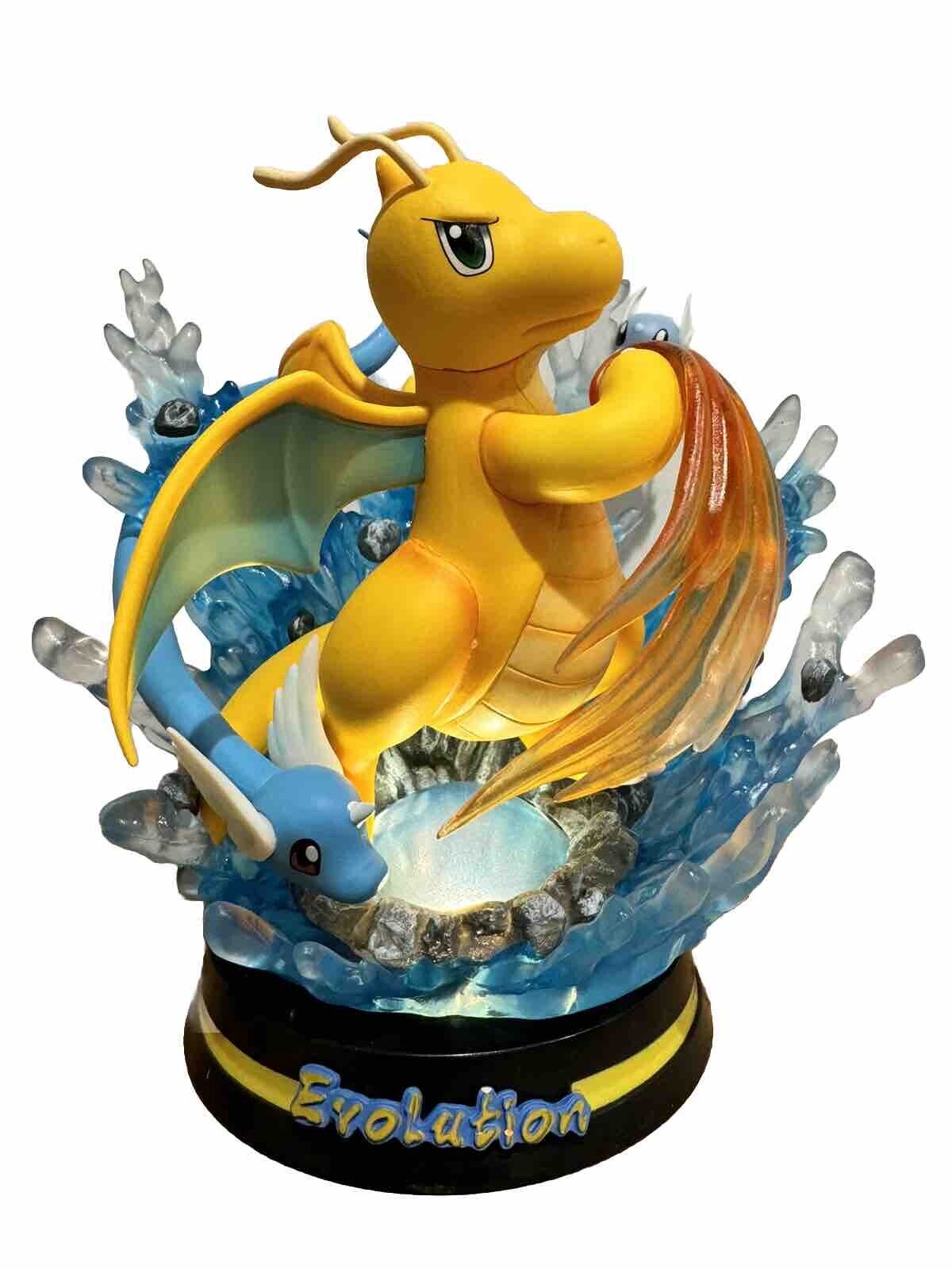 Pokemon Luminous Dratini Dragonair Dragonite Evolution Statue Figure Collectible
