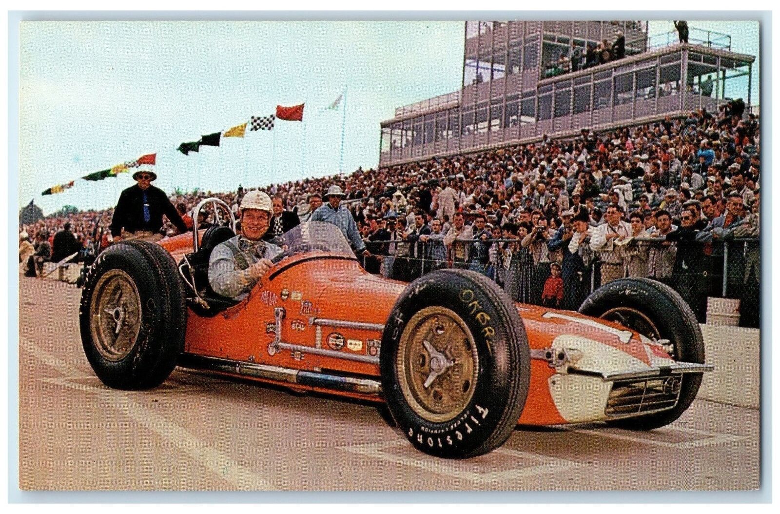 c1950's 500 Mile Car Race Tony Bettenhousen Start Point Indianapolis IN Postcard