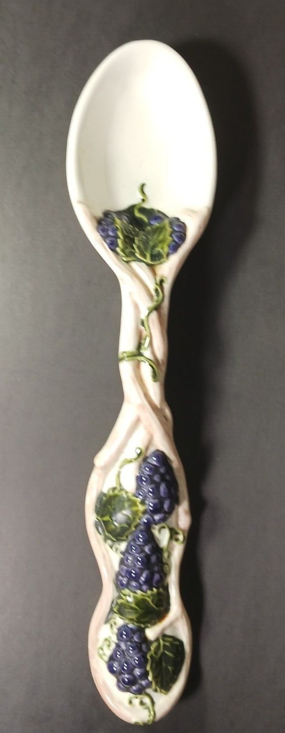 Vintage Arnels Large Grape Spoon Wall Art Ceramic 17 Inches 1970s