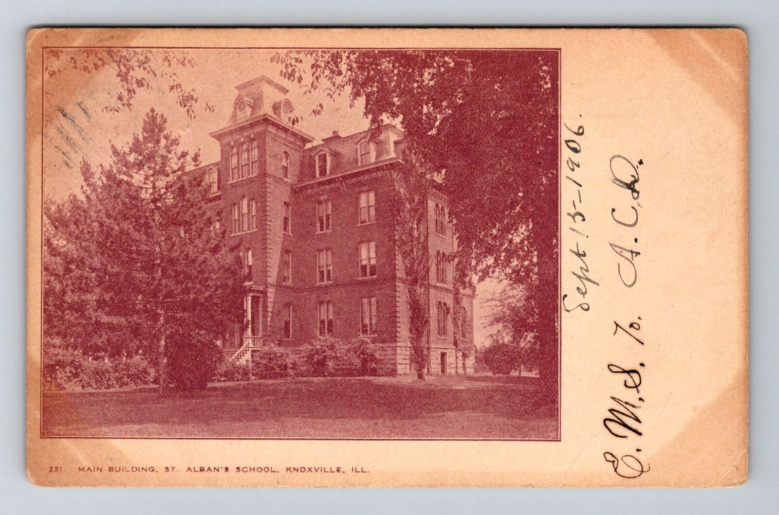 Knoxville, IL-Illinois, Main Building St Albans School c1906, Vintage Postcard