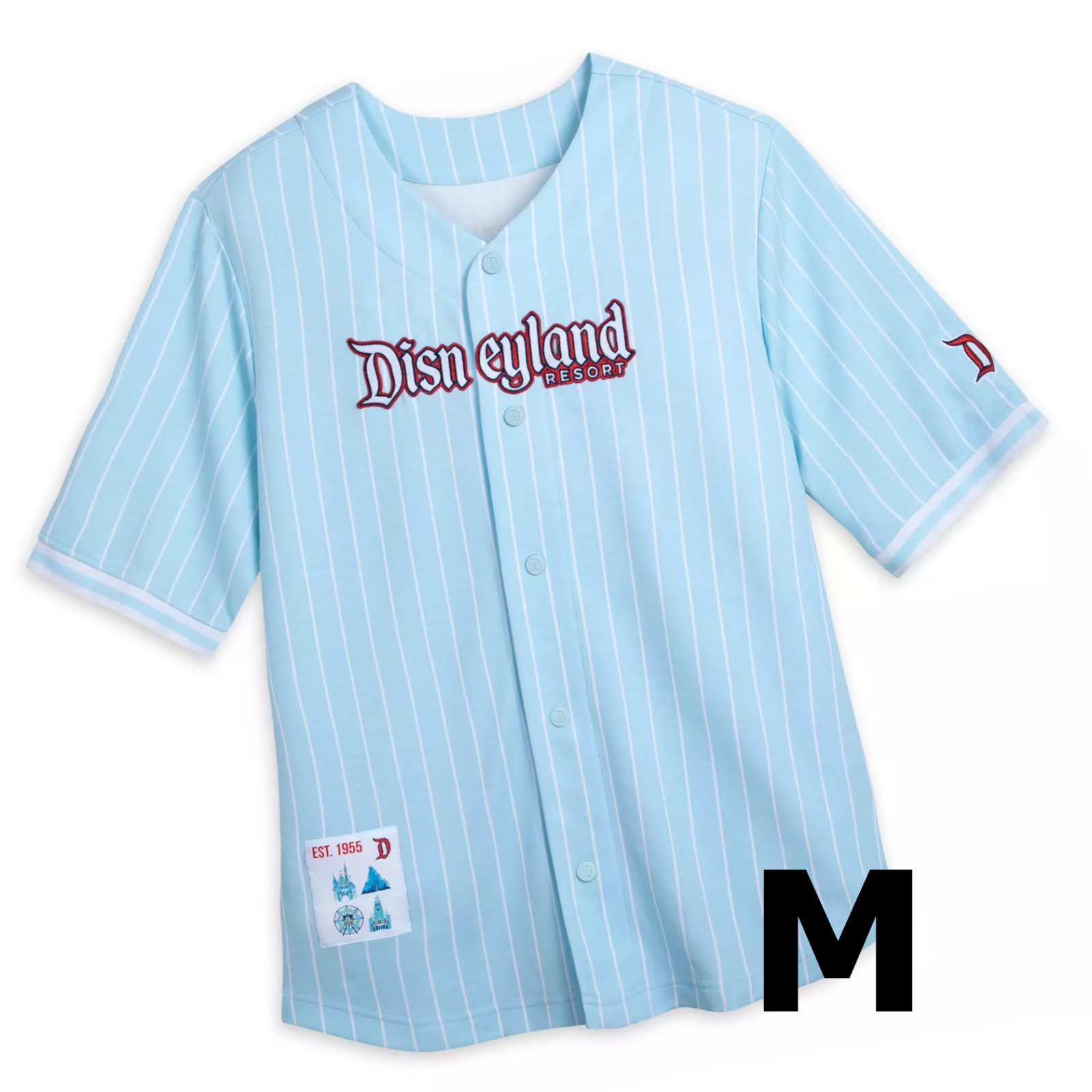 Disneyland Resort Baseball Jersey Adult MEDIUM Pinstripe Disney Shirt