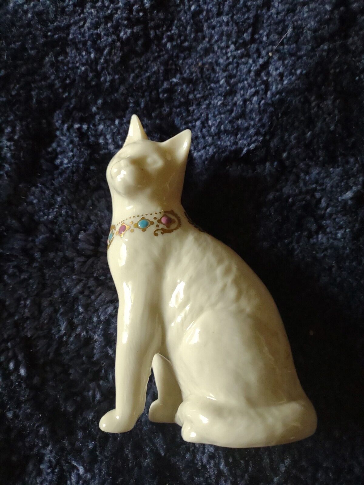 Vintage Lenox Porcelain White Cat Gold Trim Raised Collar