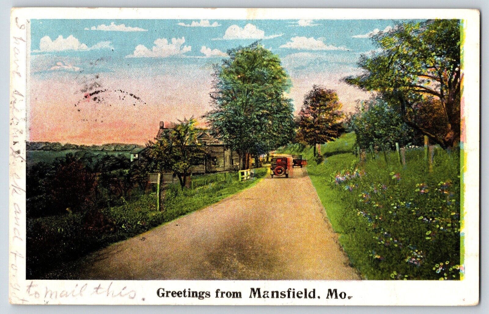 Postcard Greetings From Mansfield Missouri MO c1922