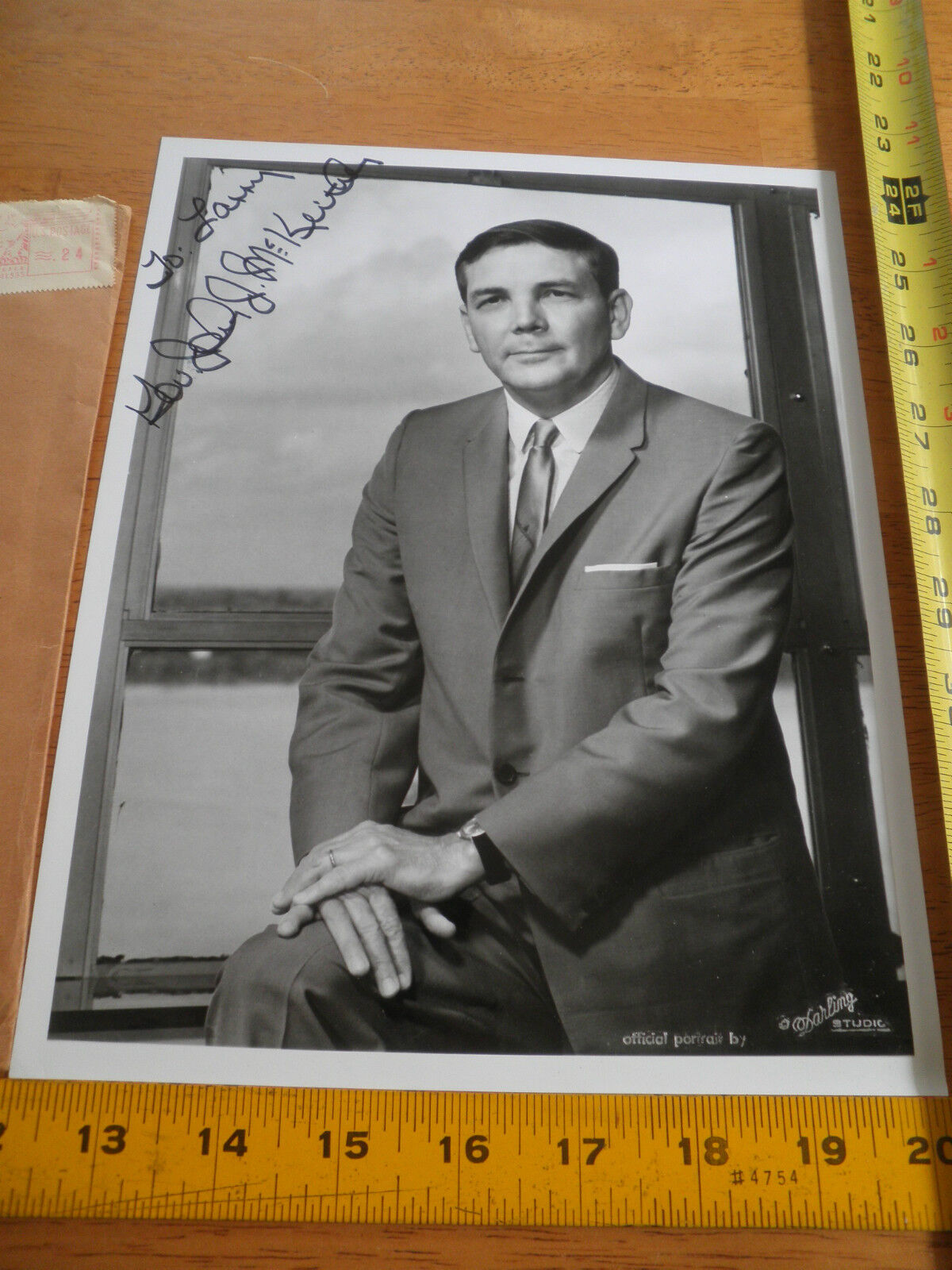 1968 Governor John McKeithen signed photo in Louisiana official state w/envelope