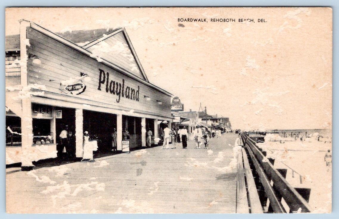 1930-40's REHOBOTH BEACH DELAWARE PLAYLAND BOARDWALK VINTAGE POSTCARD*CONDITION*
