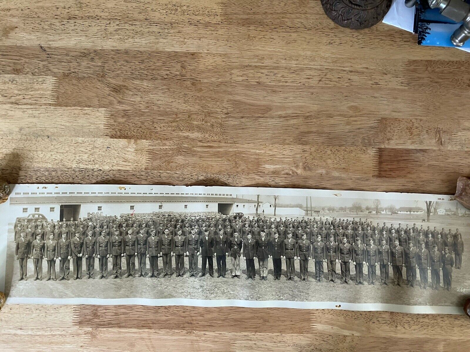 WW2 Era Army Panoramic Roll Out Photo Fort Soldiers In Uniform Group Photo #261