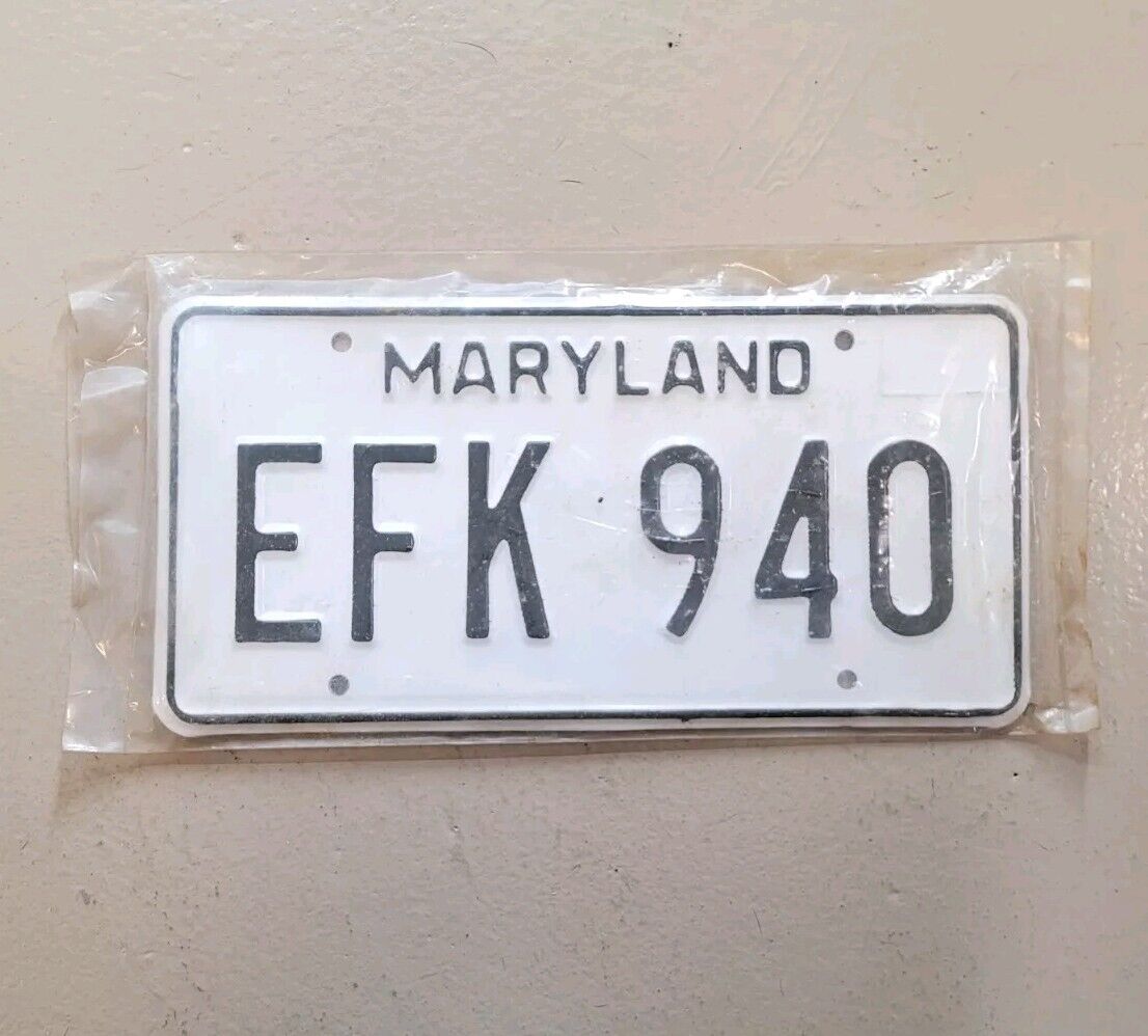 2pc Set Vintage 1980s  New Old Stock Maryland License Plate EFK- 940