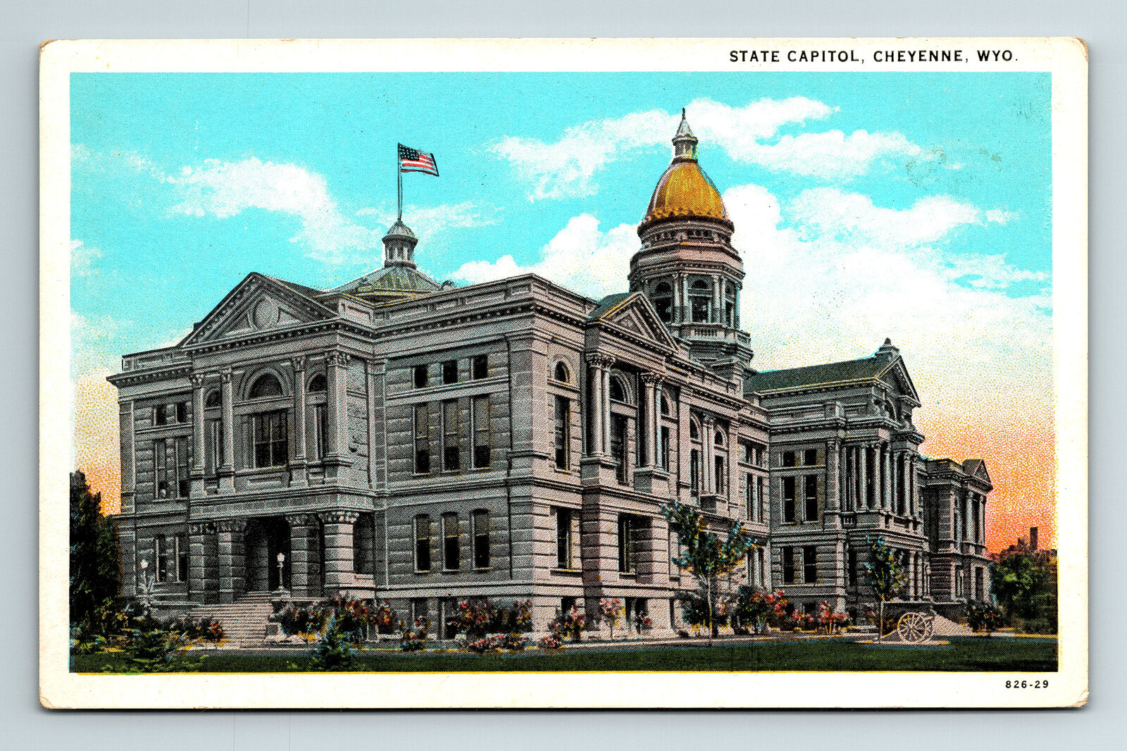 c1920 WB Postcard Cheyenne WY State Capitol Building Cannon