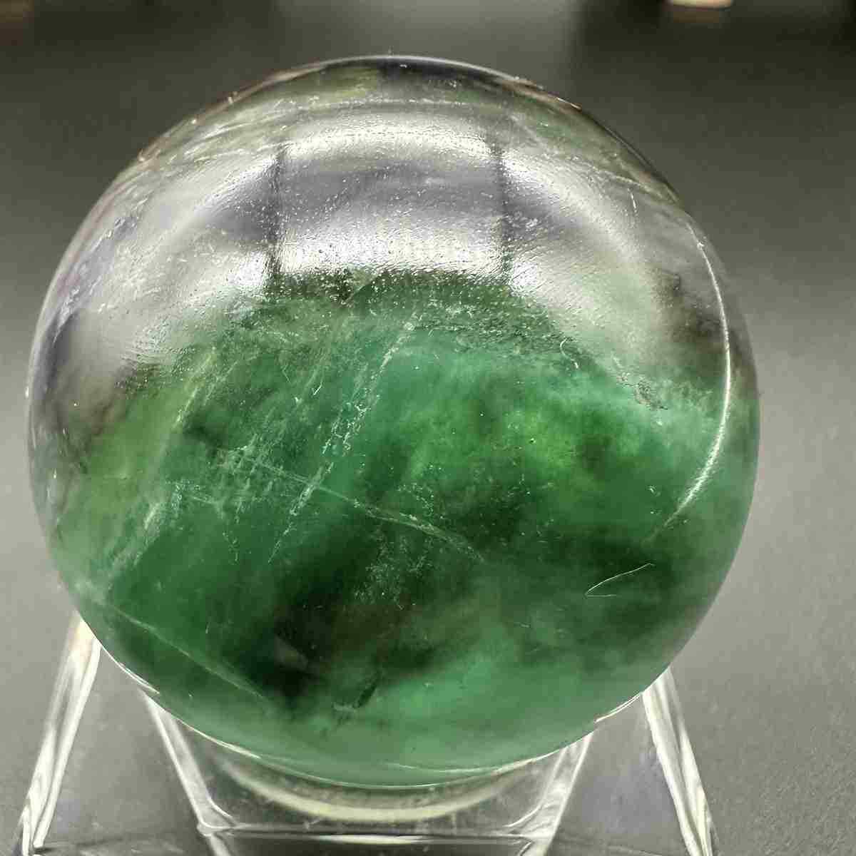 225g Natural fluorite sphere quartz crystal polished ball healing decor
