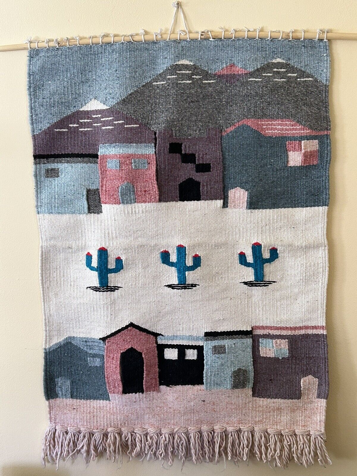 Vintage Wool Southwestern Pueblo Tapestry 48