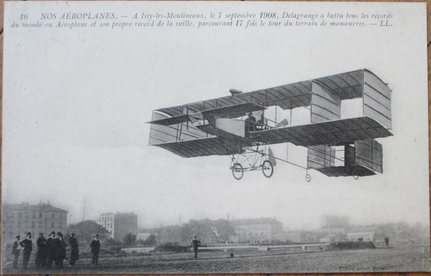 French Aviation 1908 Postcard, Delagrange, Airplane Biplane, Issy-les-Moulineaux