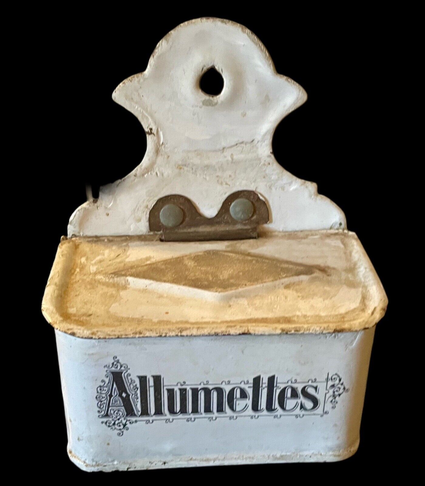 Antique French Enamel Matchbox with Striker Allumettes