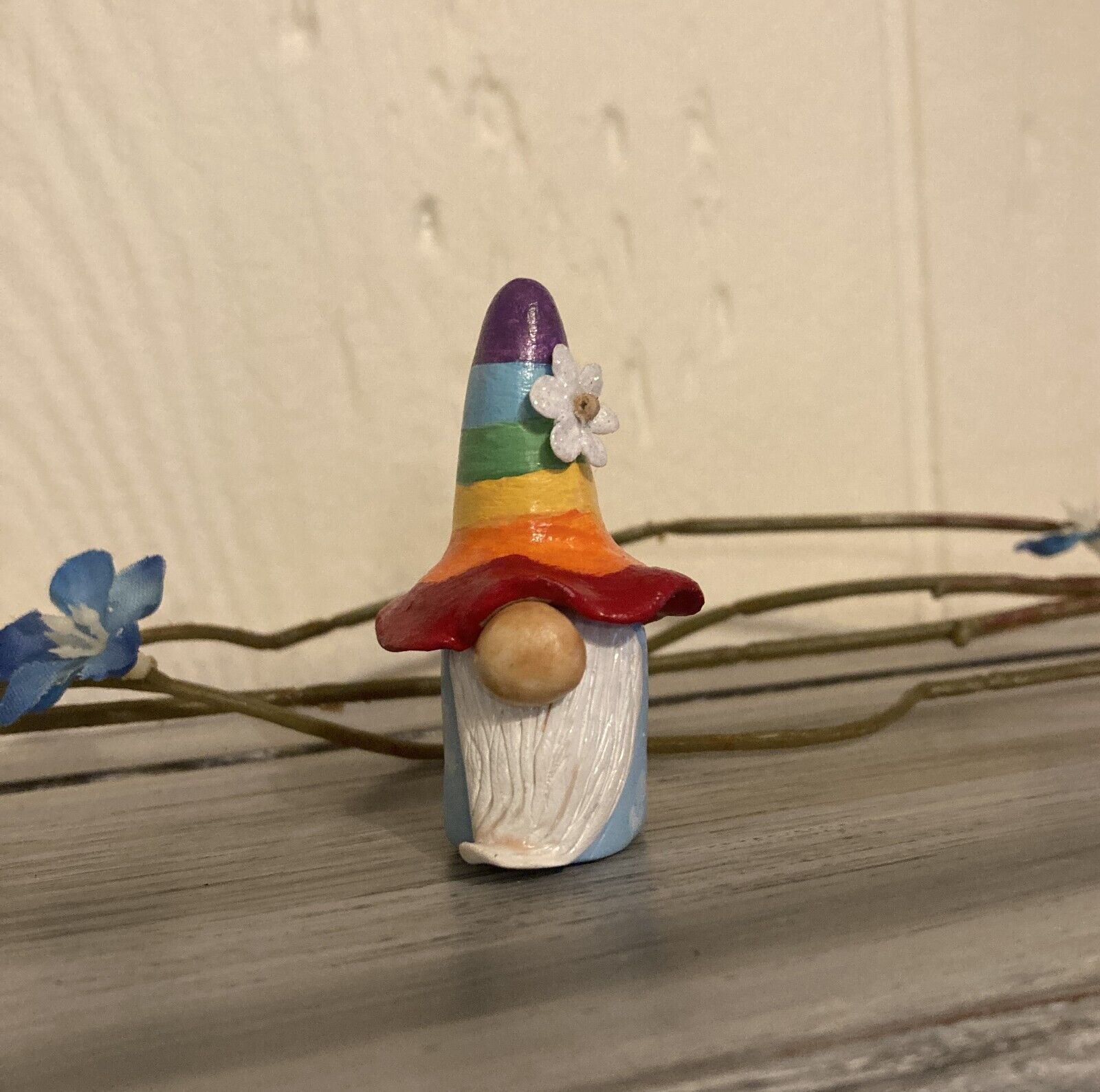 Adopt a rainbow Gnome  - tiny gnome brings sunshine to your home - handmade