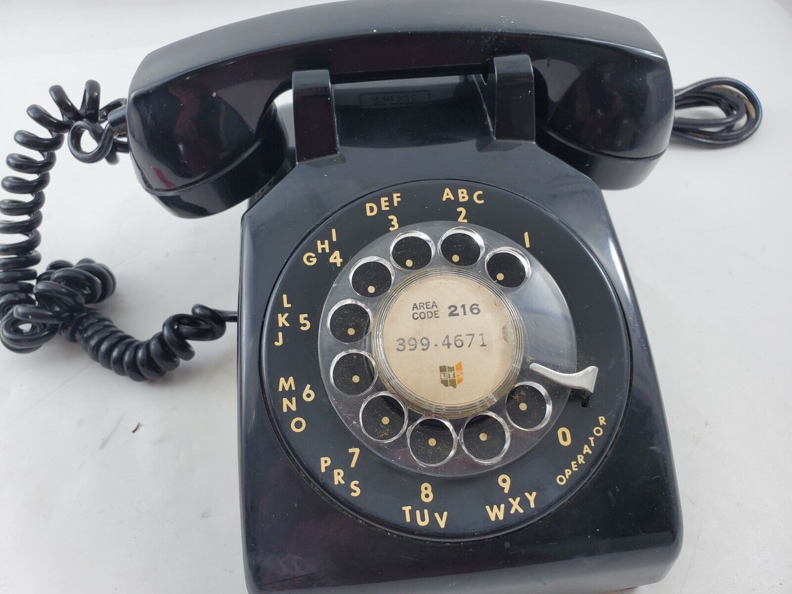 Vintage ITT  Black Rotary Desk Phone Old School Telephone