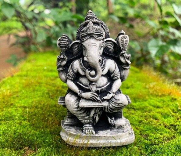 Small Ganesha stone statue Lord Hindu God of Success Mini Ganesh for altar medit