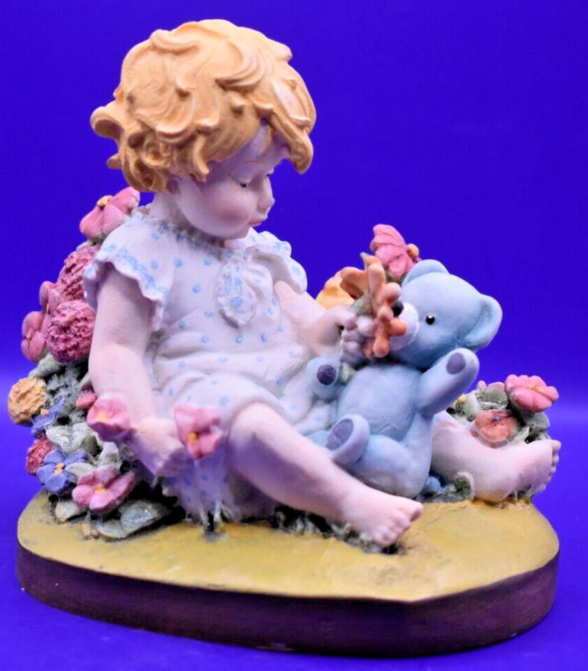 Dolfi Original Lisa Martin Child Playing In Flower Garden Figurine, Dolfi 