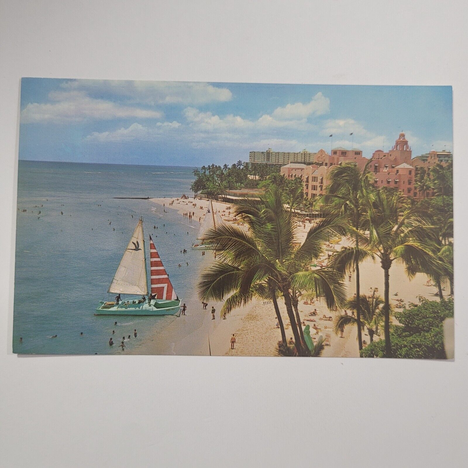 Royal Hawaiian Hotel Waikiki Hawaii Vintage Chrome Postcard Ocean View Beach