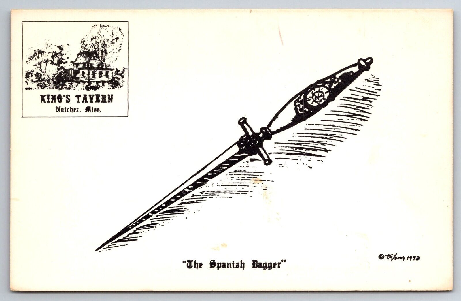 Vintage Postcard MS Natchez King\'s Tavern Illustration of a Spanish Dagger -5966