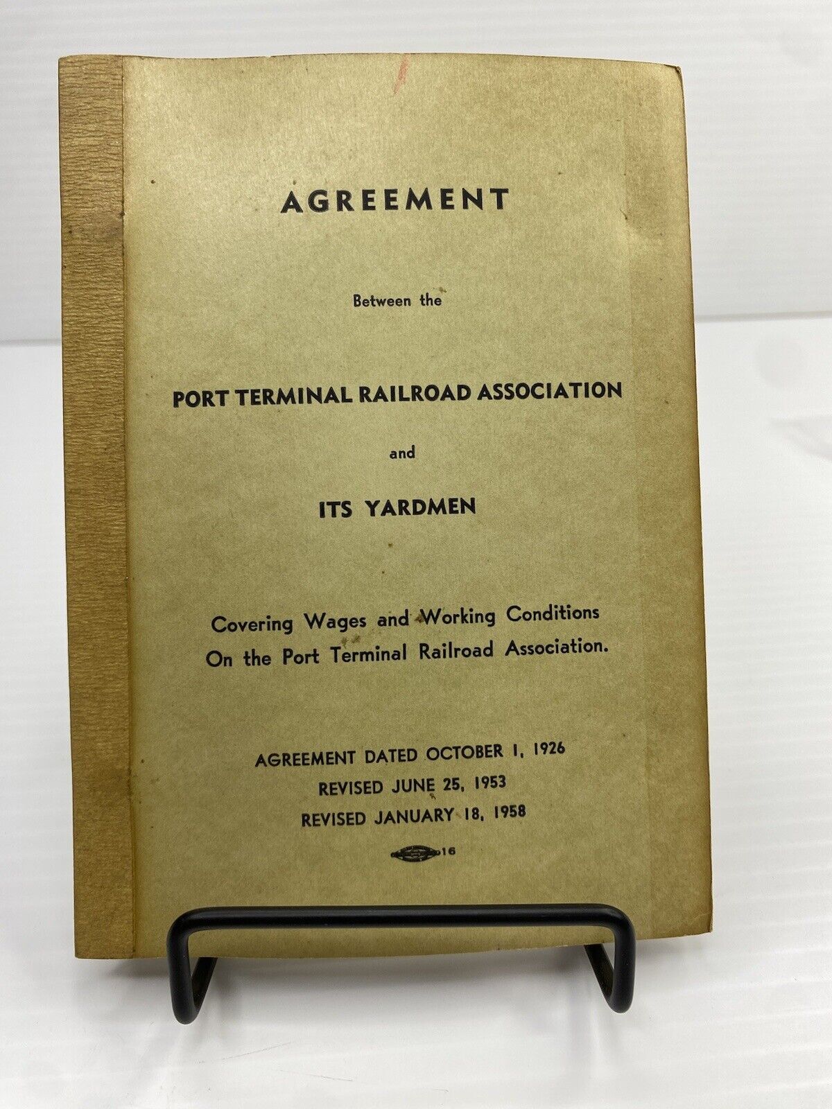 1958 Port Terminal Railroad RR Railway & Yardmen Agreement Working Conditions