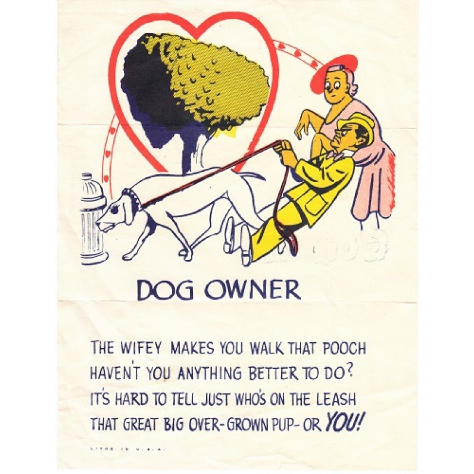 Vintage Penny Dreadful Vinegar Valentines 1900s Comical Dog Owner 8\