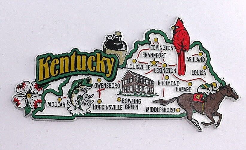 KENTUCKY STATE MAP AND LANDMARKS COLLAGE FRIDGE COLLECTIBLE SOUVENIR MAGNET