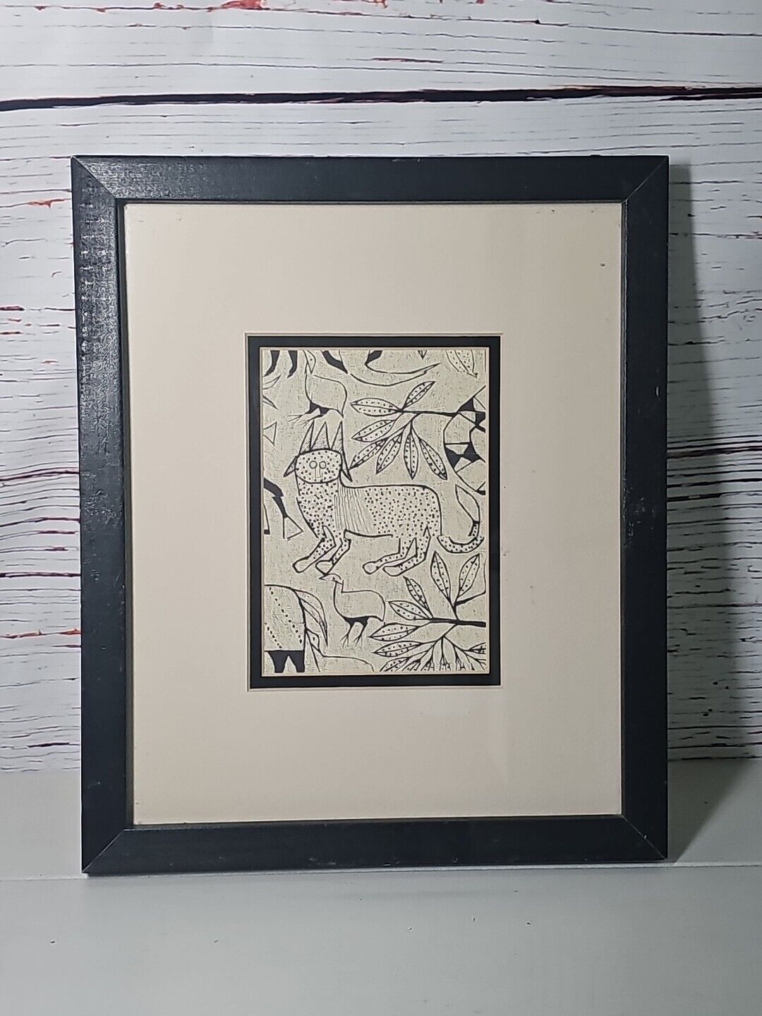 African Art From The Ivory Coast Frame Etchings Vintage Rare Estate Find