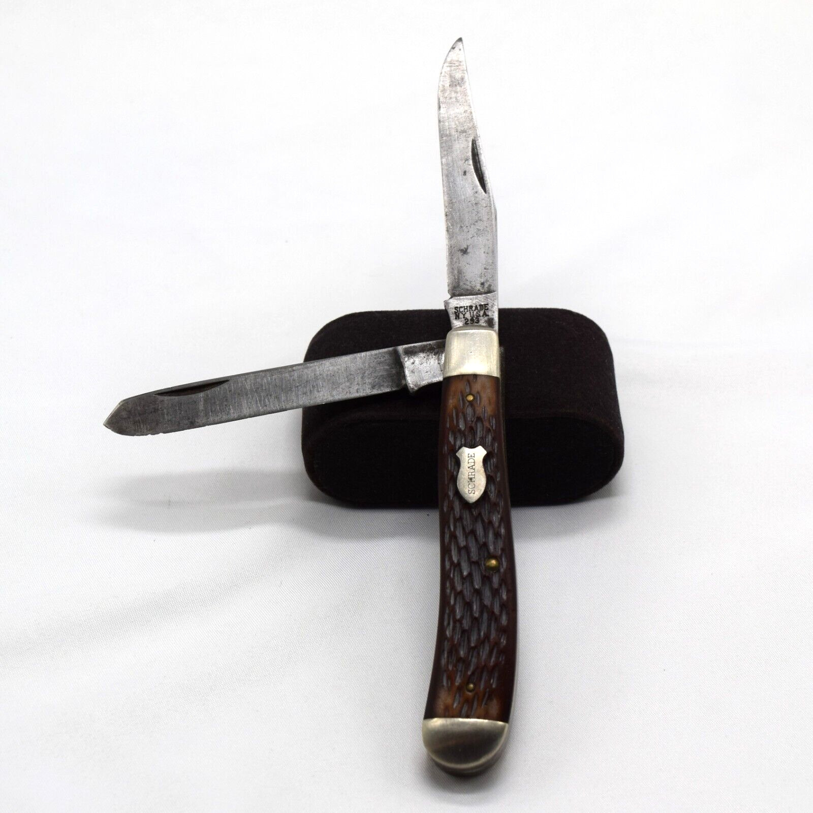 Collectable Vintage Schrade Walden 293 Trapper 2 Blade Delrin Handle Pocketknife