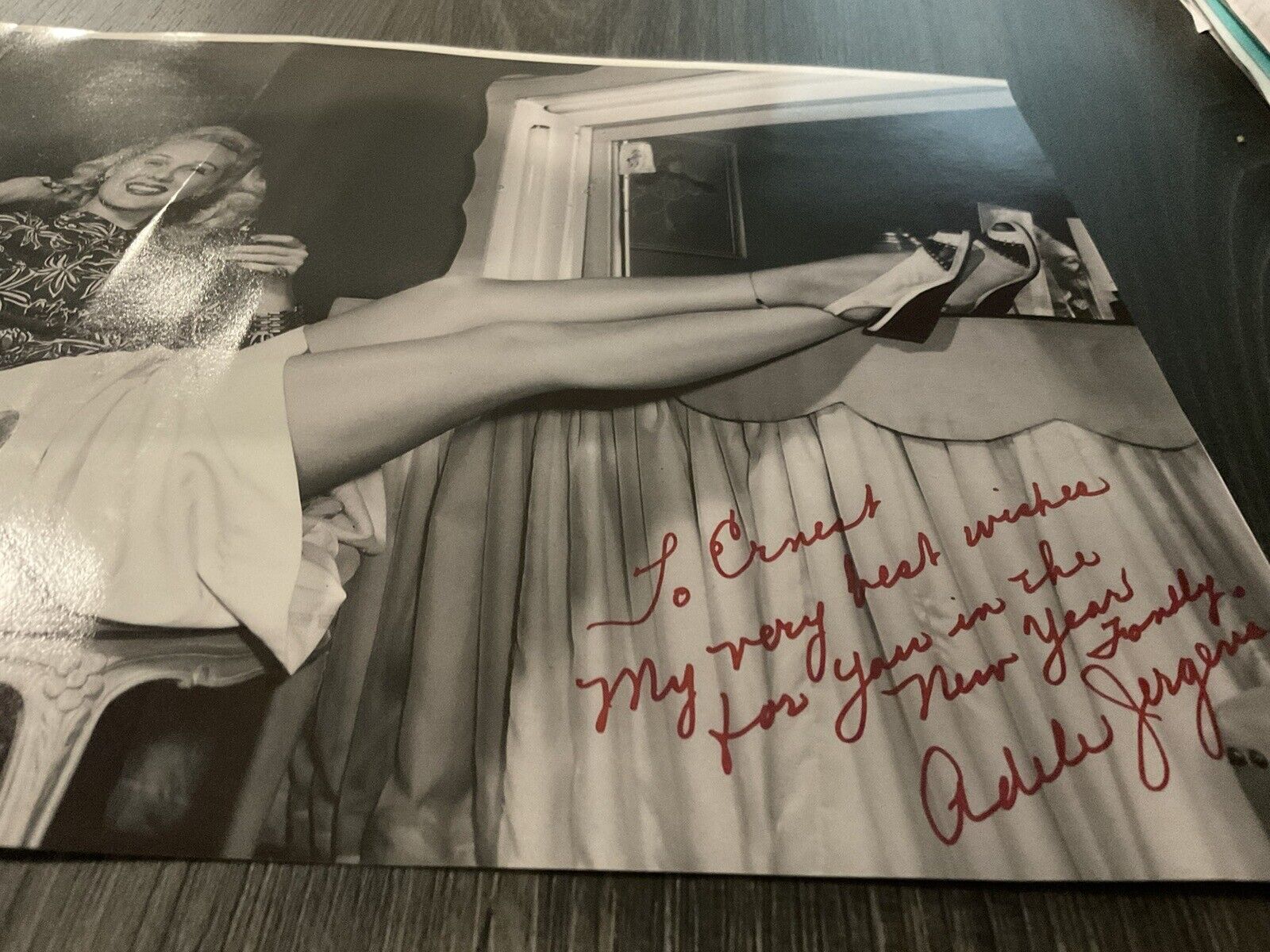 ADELE JERGENS Miss Legs Pinup Hand Signed ✍️ 8x10 Photo/ AWESOME SIGNATURE 