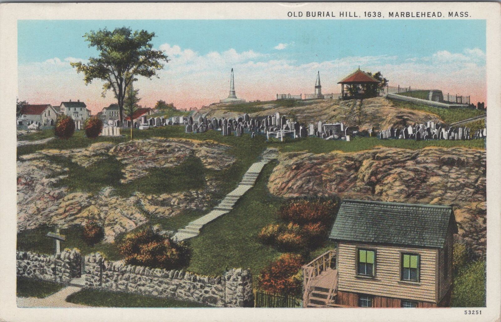 Old Burial Hill Marblehead Massachusetts Postcard