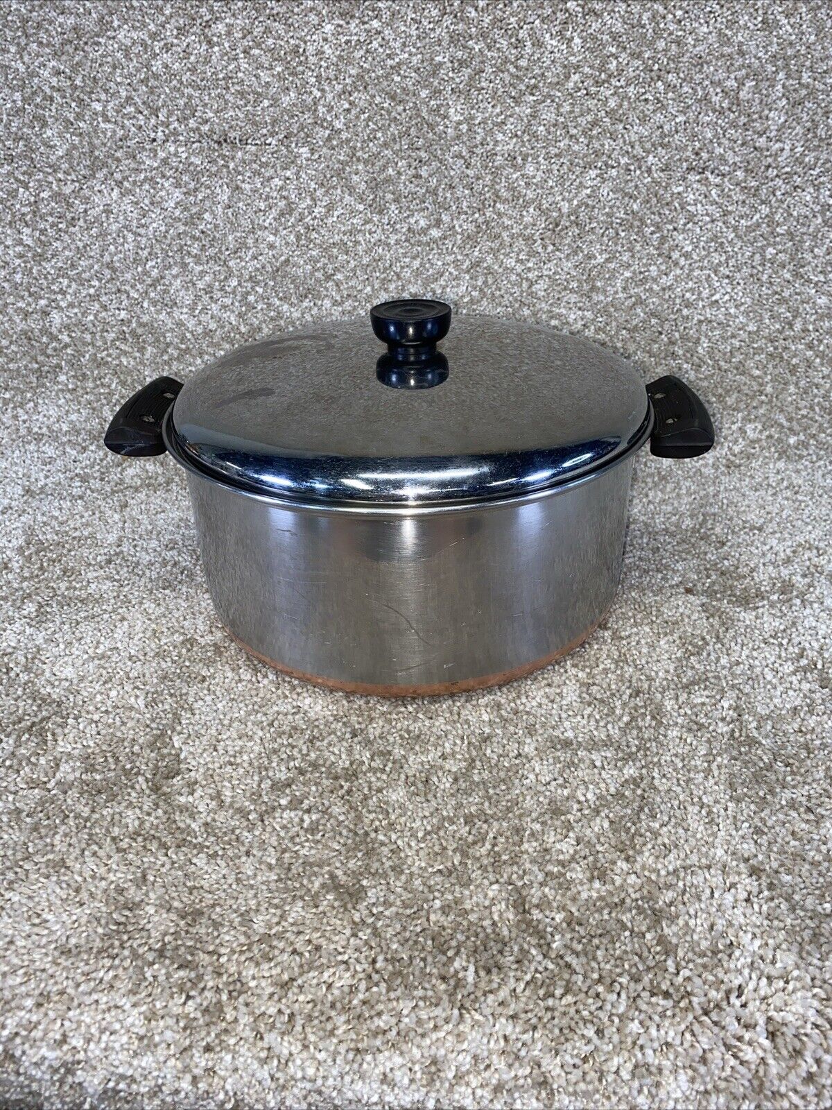 Vintage 1801 Revere Ware 5 Qt Stock Pot w/ Lid Copper Bottom