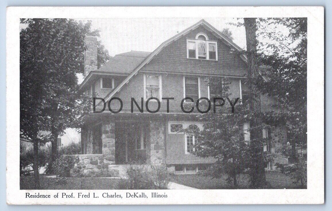 DEKALB ILLINOIS IL Residence Professor Fred L Charles College Avenue Postcard