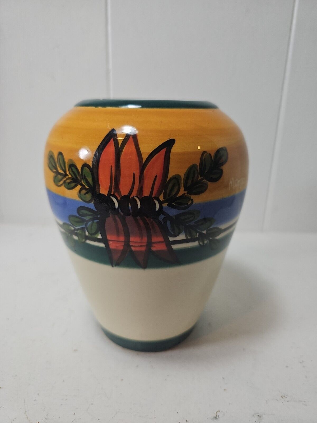 Handmade In South Australia Vase Stickered & Numbered Margo Kellet McLauren Vale