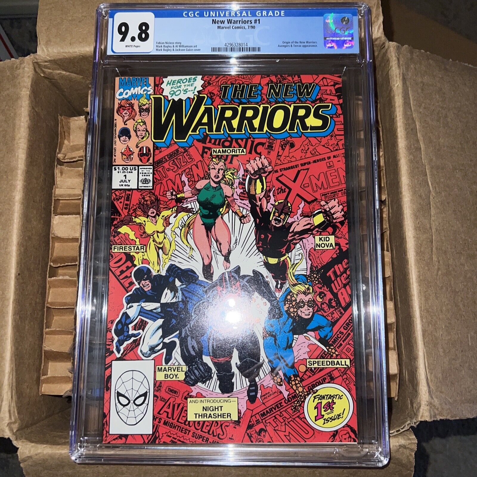 New Warriors 1 1990 9.8 CGC W/P 1st App...Night Thrasher..Origin New Warriors