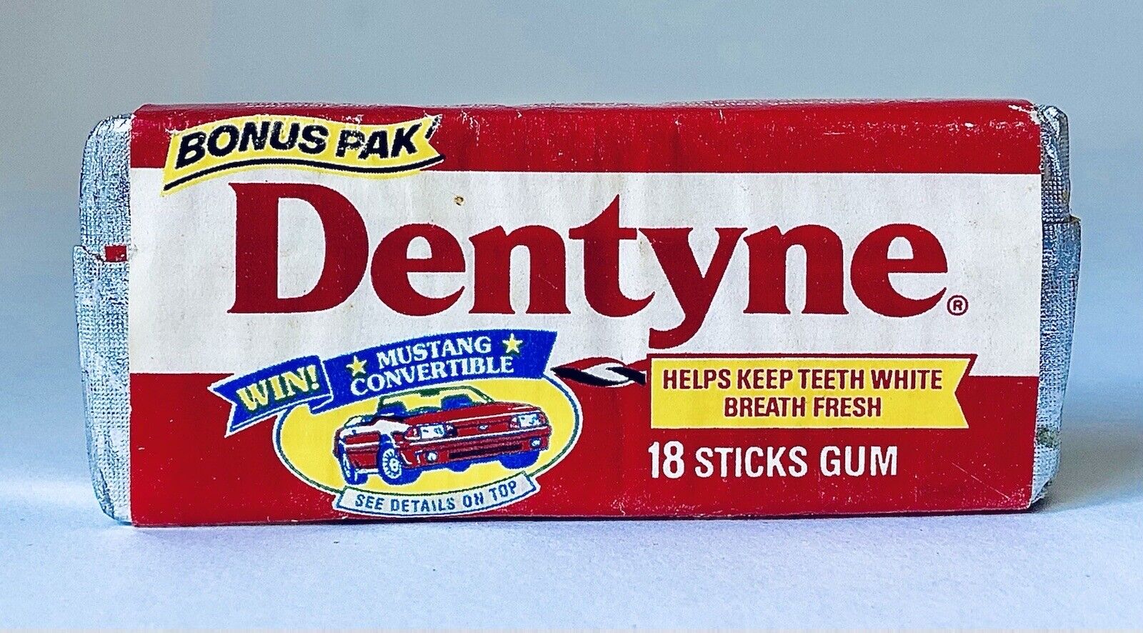 Vintage 1990 DENTYNE Chewing Gum Pack WIN A MUSTANG CONVERTIBLE container candy