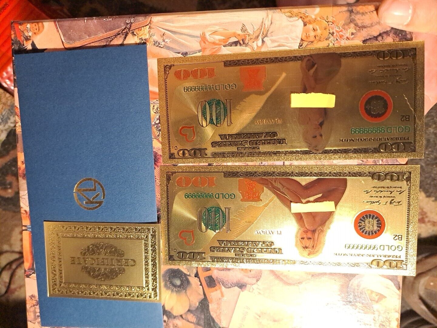 Pam Anderson. 24k Gold Banknotes.Rare.set Of 2.playboy.limited &rare