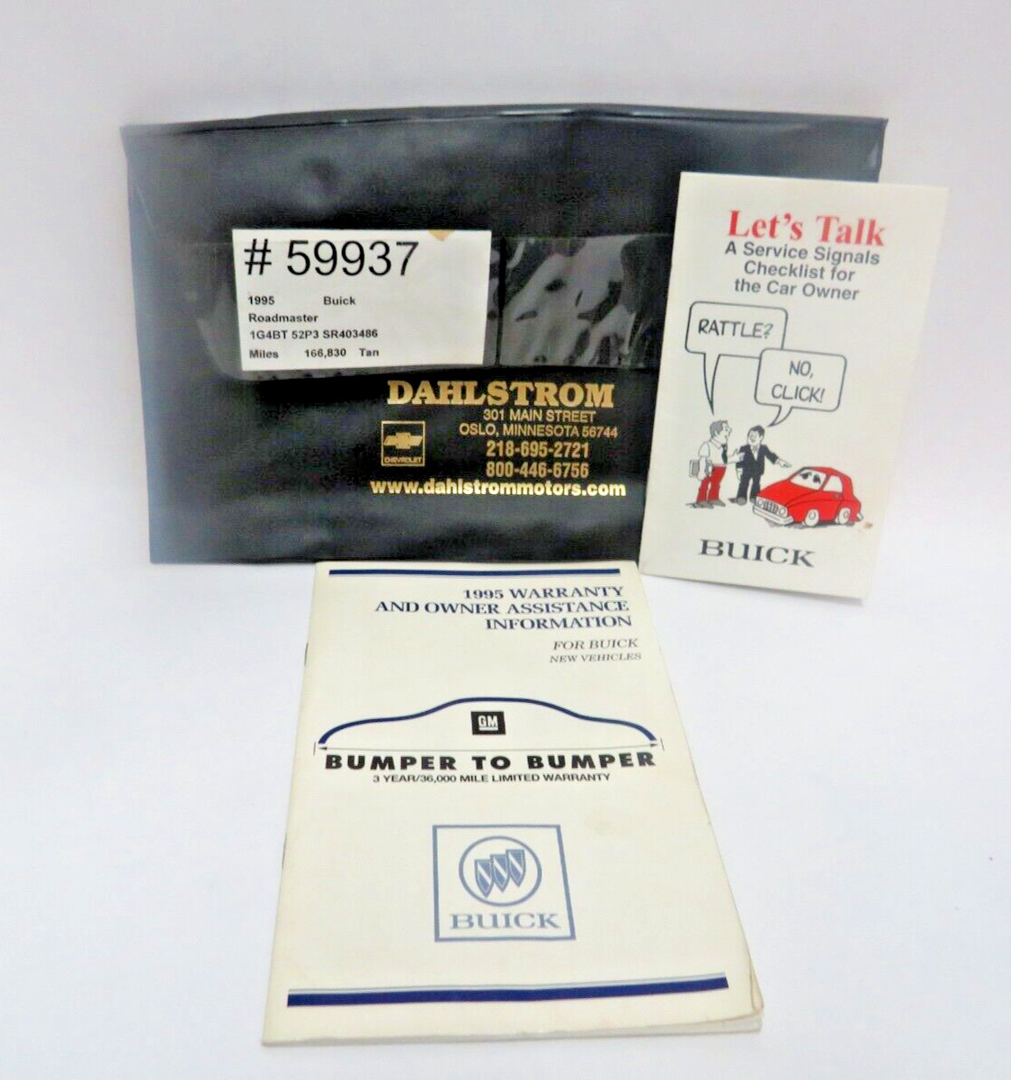 1995 Buick Warranty Info & Let's Talk Service Booklet In A Dealers Case