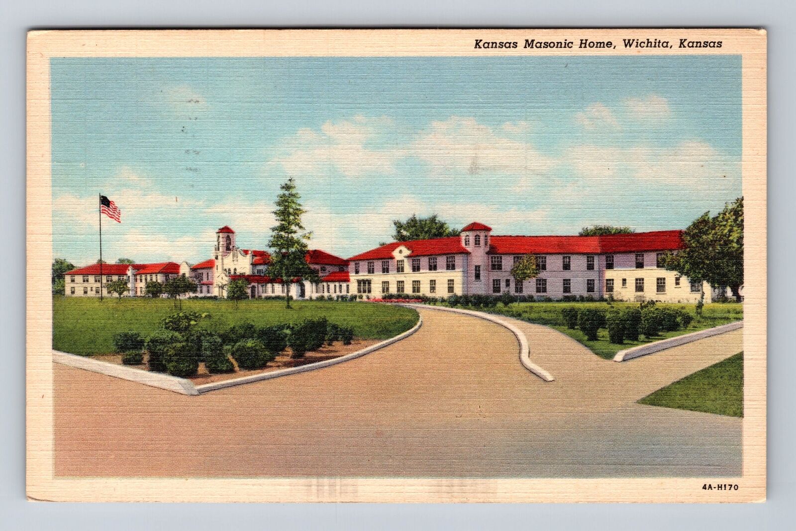 Wichita KS-Kansas, Kansas Masonic Home, Antique, Vintage c1945 Postcard