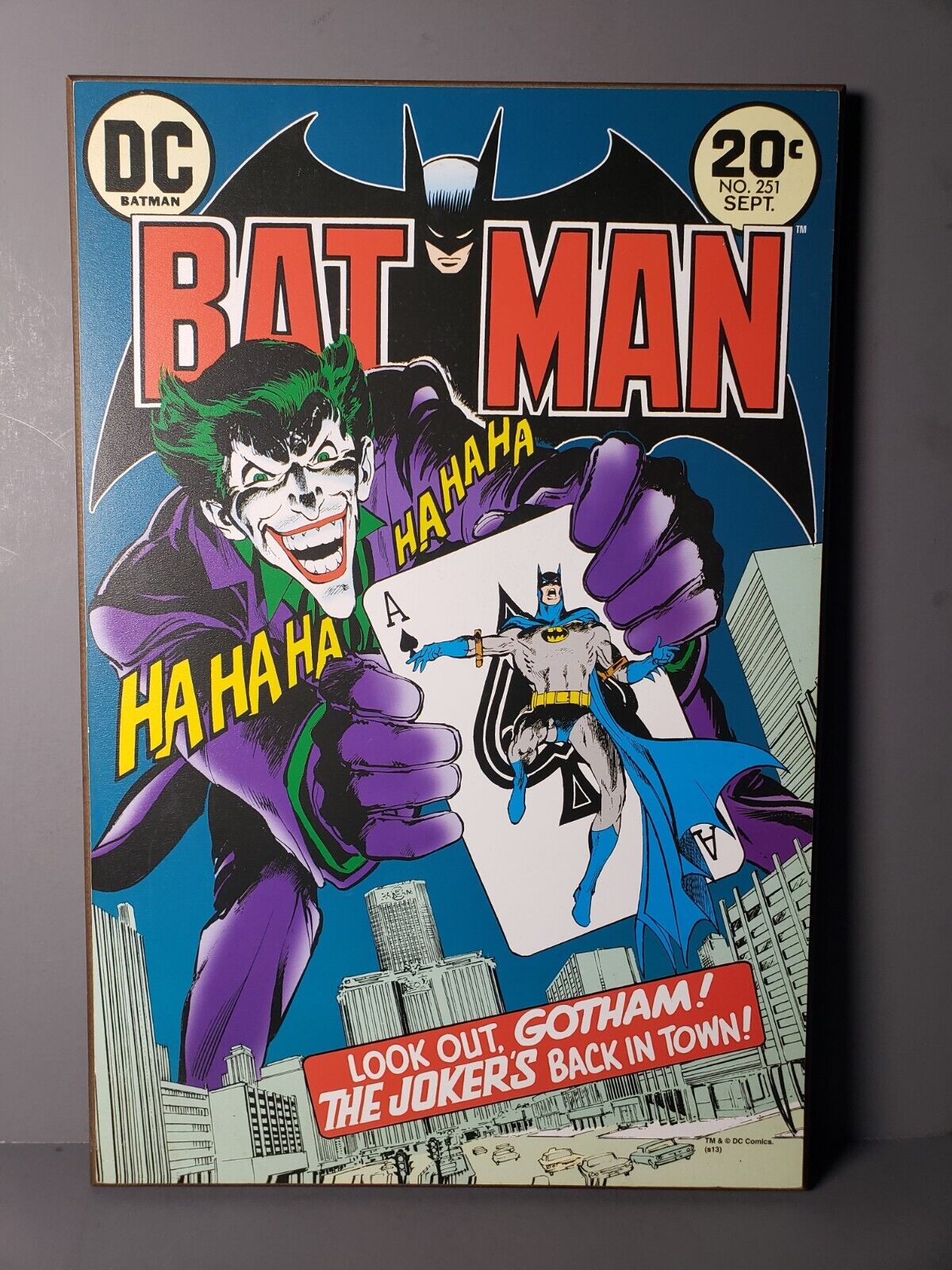 Batman DC Comics No.251   Wood Wall Sign Art Plaque Decor 13”x 19” Joker Poster