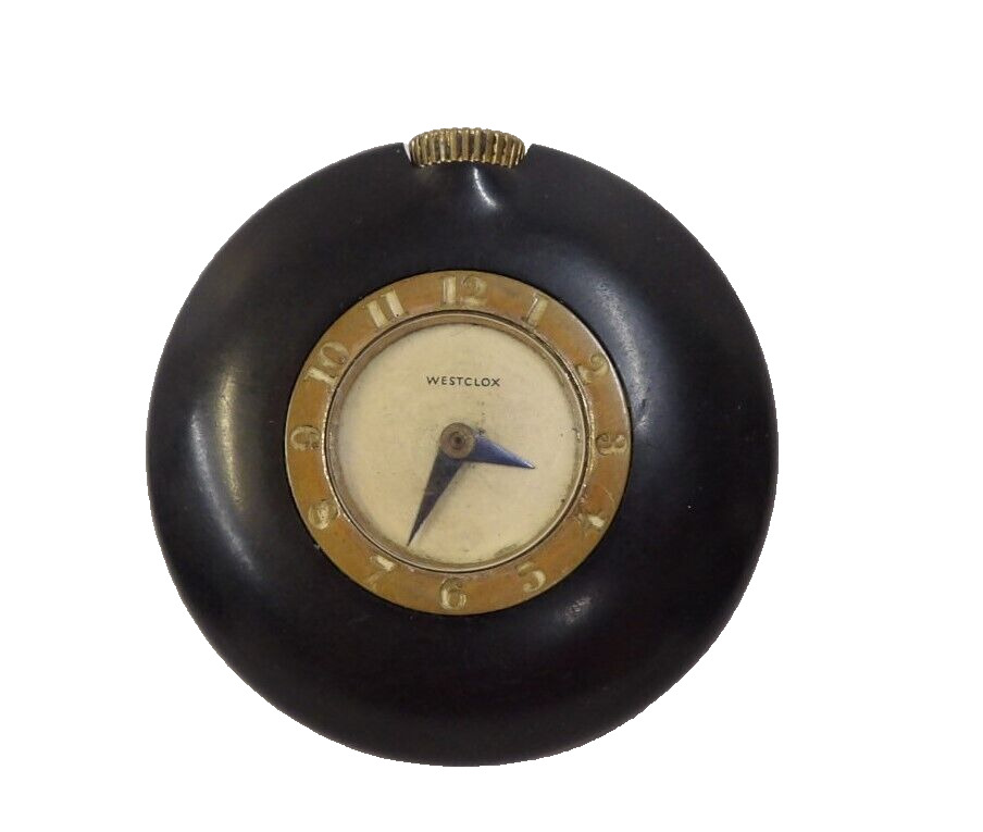 Antique 1930's Art Deco Bakelite Westclox Purse Handbag Clock - Working