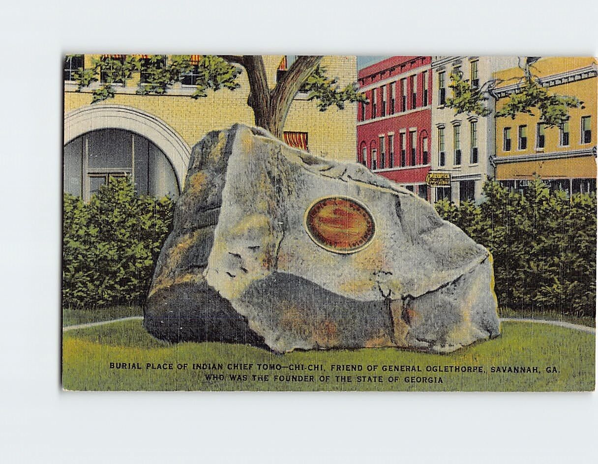 Postcard Burial Place Of American Indian Chief Tomo-Chi Chi, Savannah, Georgia