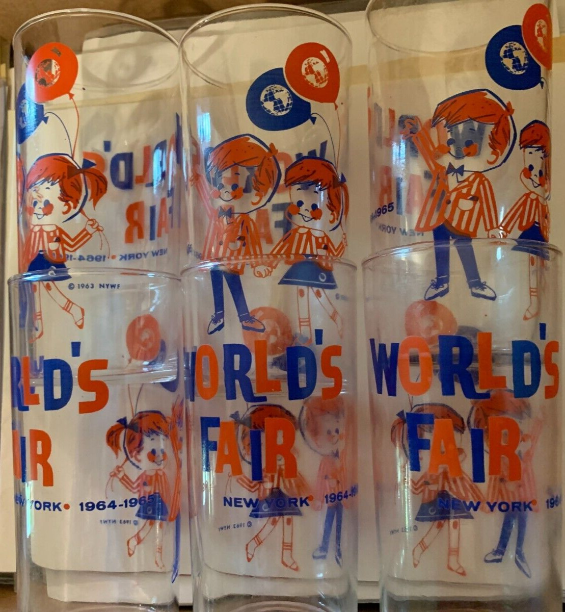 1964-65 New York World's Fair Glasses Set of Six