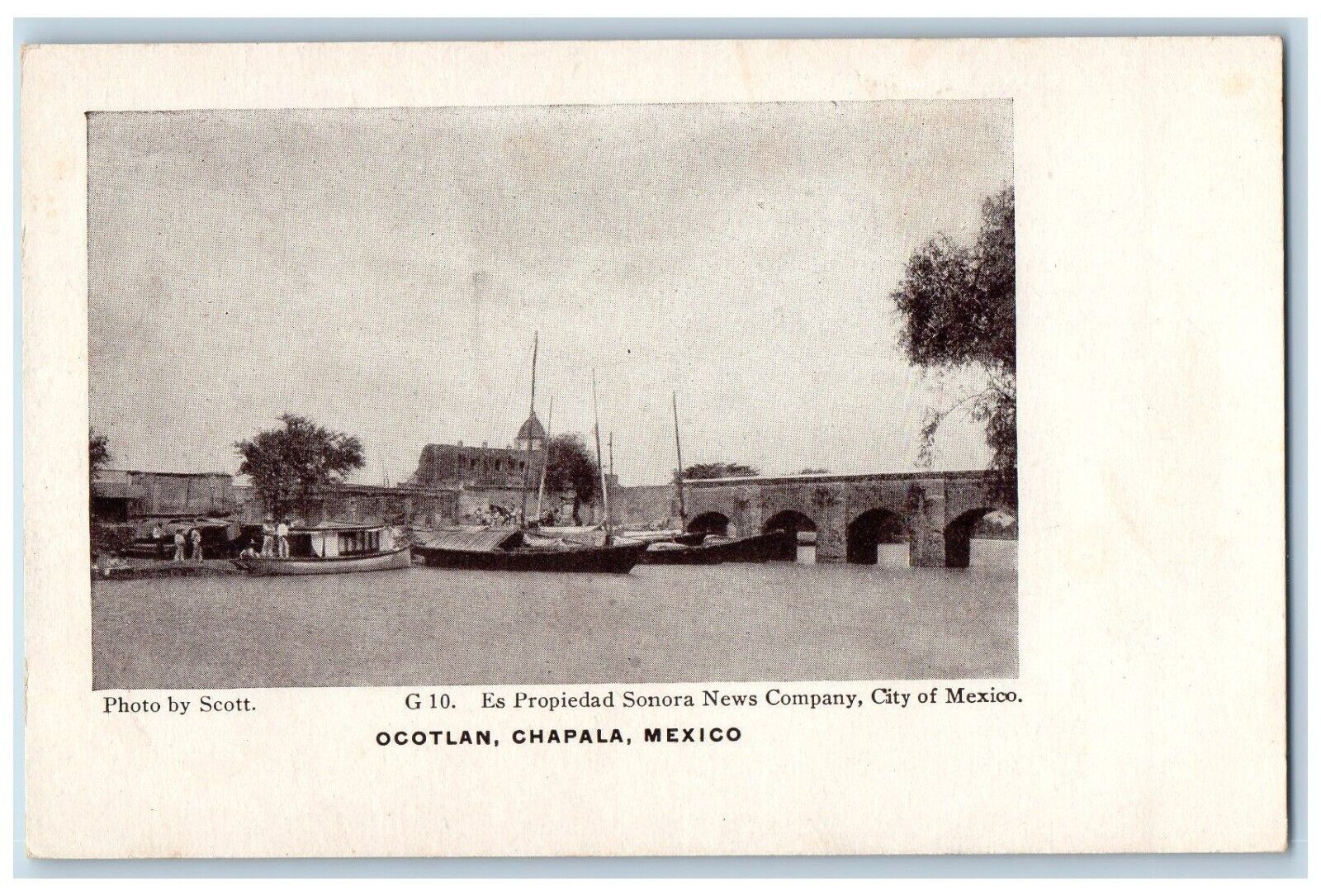 c1905 Scene of Bridge Boat Landing Ocotlan Chapala Mexico Unposted Postcard