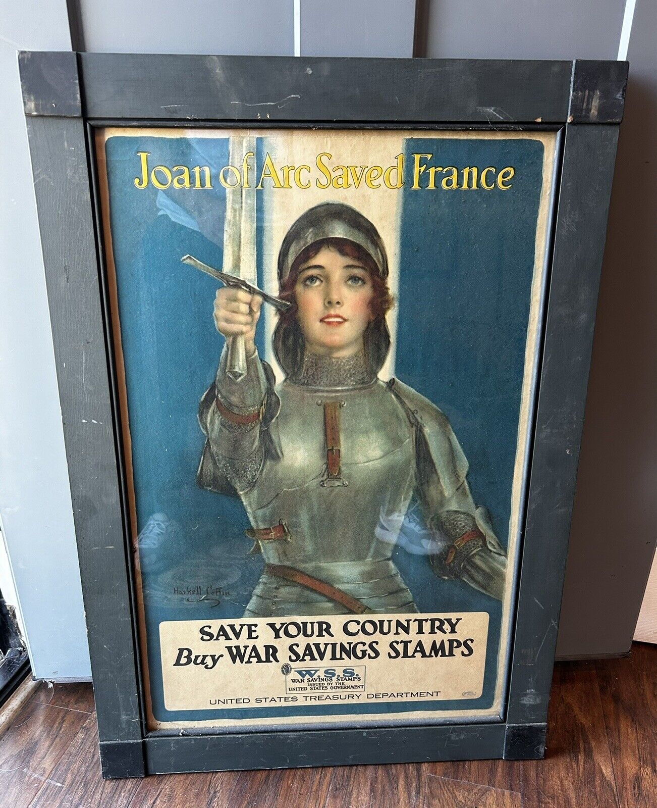 WWI US Propaganda Poster JOAN OF ARC SAVED FRANCE War Savings Stamps 1918
