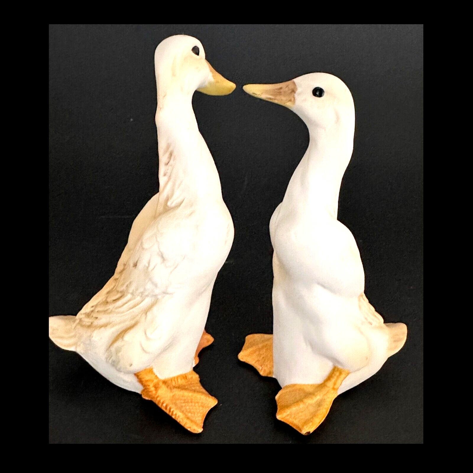 Two Geese Goose Porcelain Figurines Meico Inc. Marked Republic of China Pre 1949