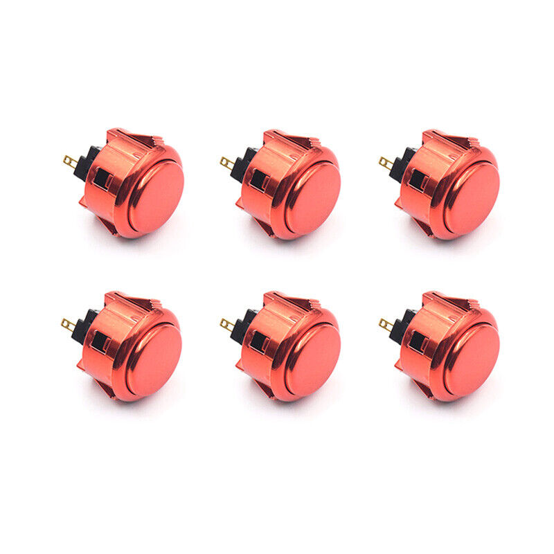 6 Pcs Arcade Push Buttons Game DIY Kit Chrome Replace for OBSF OBSC OBSN MAME