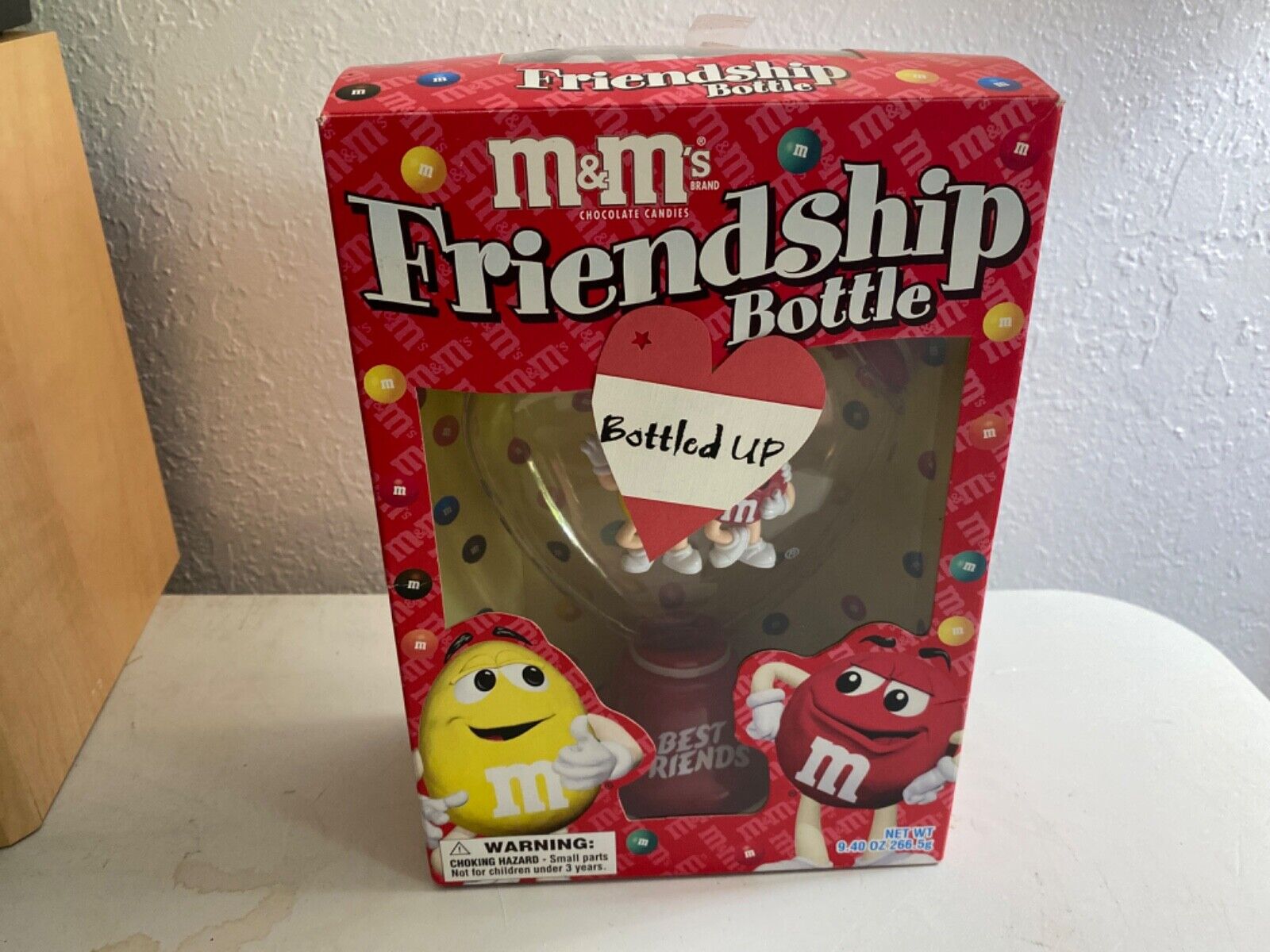 M&M FRIENDSHIP BOTTLE HEART VALENTINES BEST FRIENDS CANDY DISPENSER, NO CANDY
