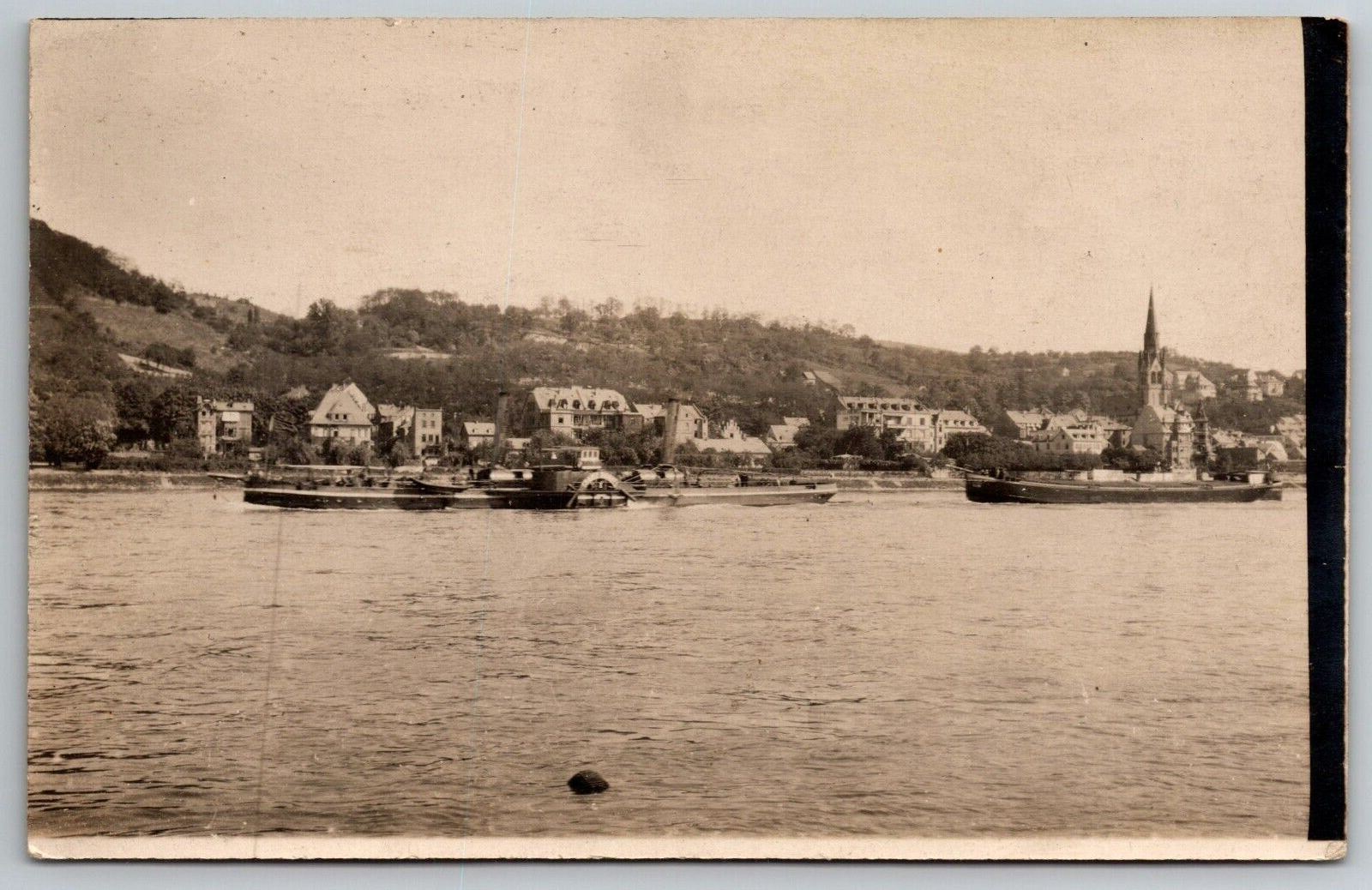 Postcard RPPC B&W View Of River Rhine Coblenz Germany WW1 VTG c1919  I1