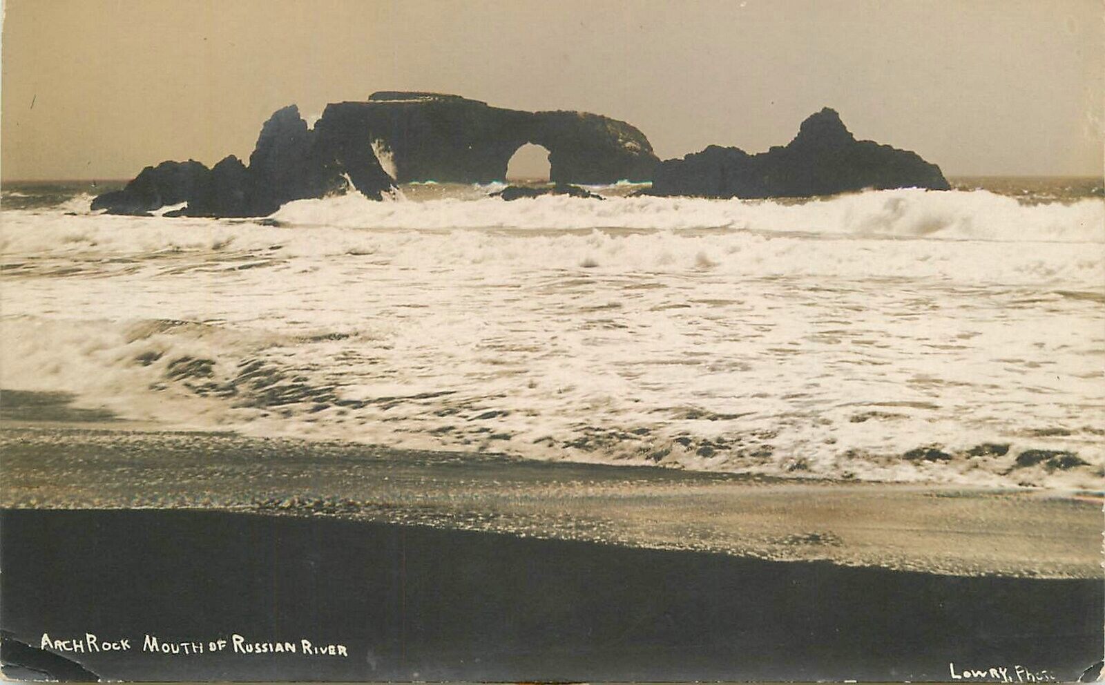Postcard RPPC California Arch Rock Mouth of Russian River Lowry 23-2606