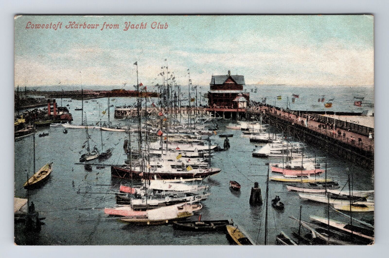 Lowestoft Harbour England, View From Yacht Club, Antique, Vintage Postcard