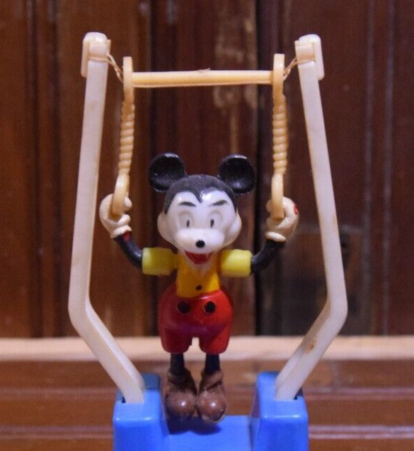 1977 VINTAGE WALT DISNEY MICKEY MOUSE TRICKY TRAPEZE TOY HONG KONG TESTED WORKS
